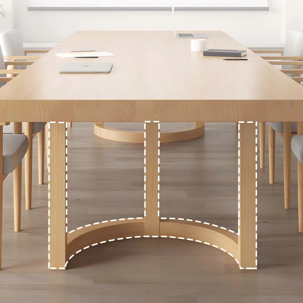 Simple Rectangular Solid Wood Conference Table- OUCH CART 