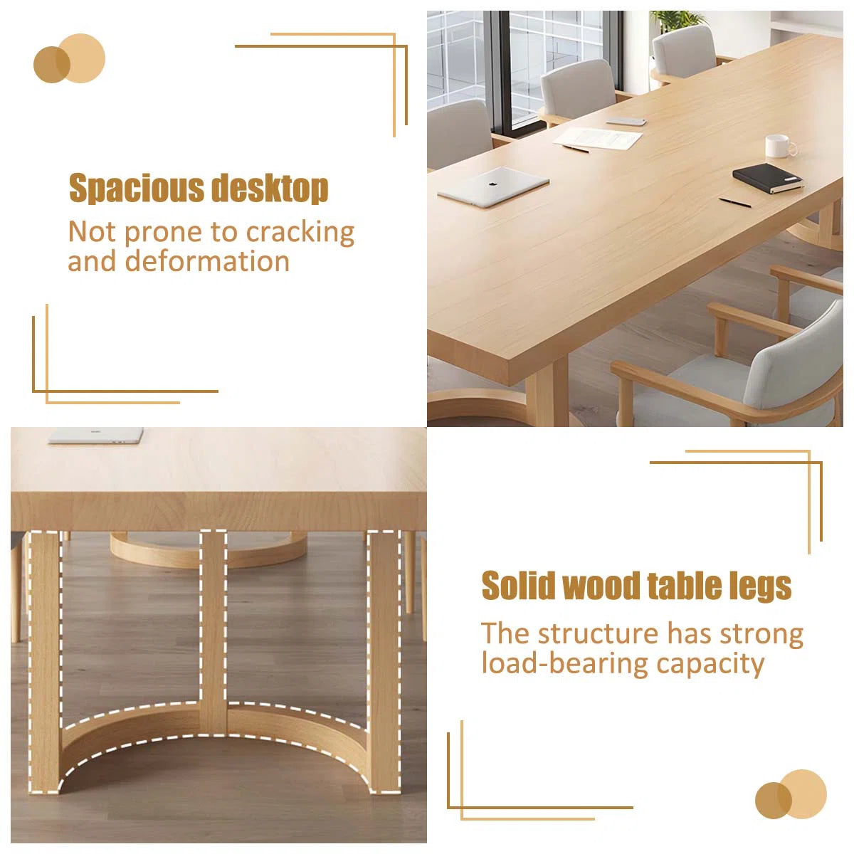 Simple Rectangular Solid Wood Conference Table