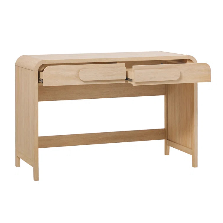 Transitional Curved Waterfall 2-Drawer Writing Desk