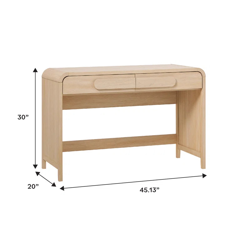 Transitional Curved Waterfall 2-Drawer Writing Desk