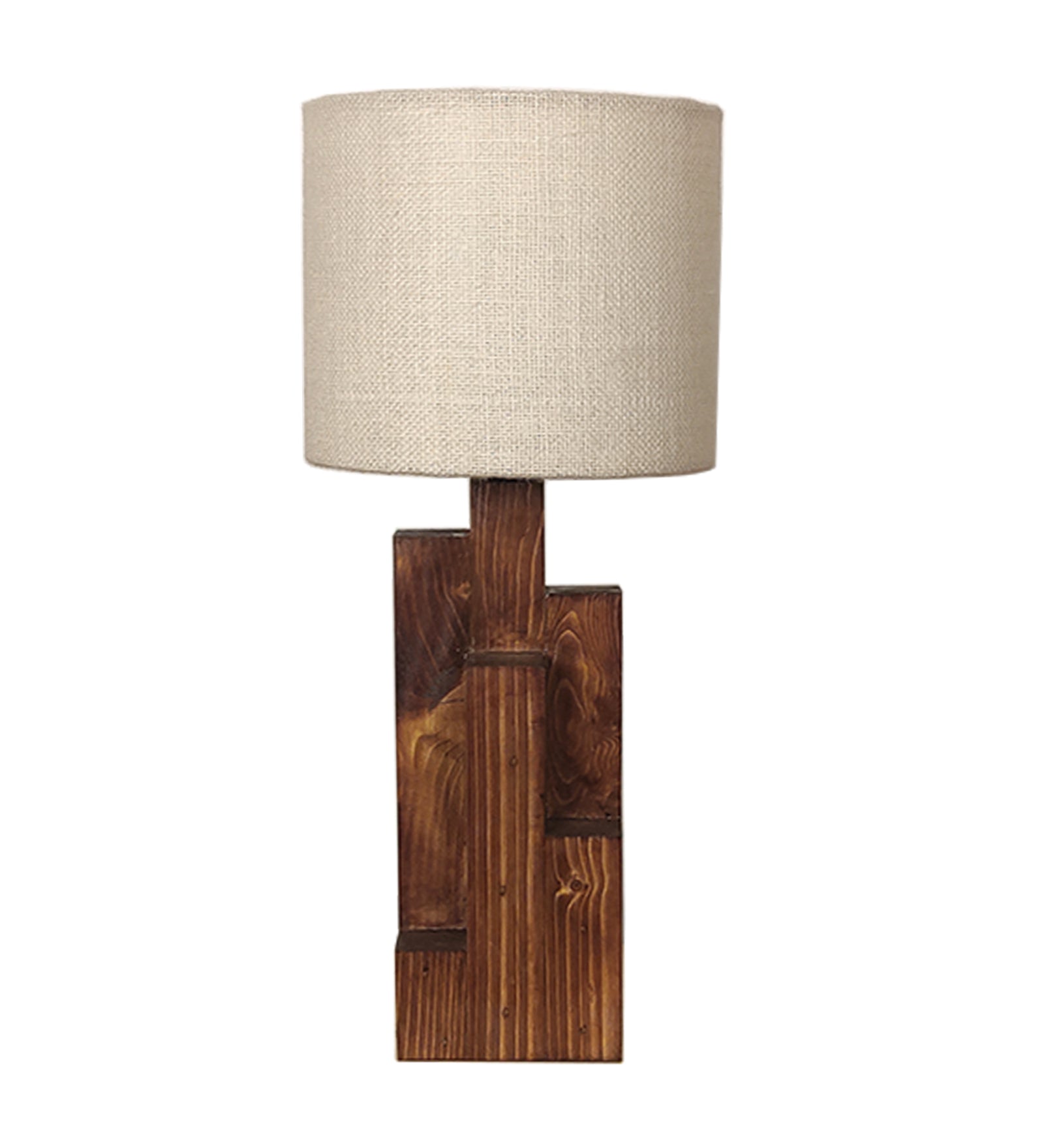 Skyline Brown Wooden Table Lamp with Yellow Printed Fabric Lampshade (BULB NOT INCLUDED)