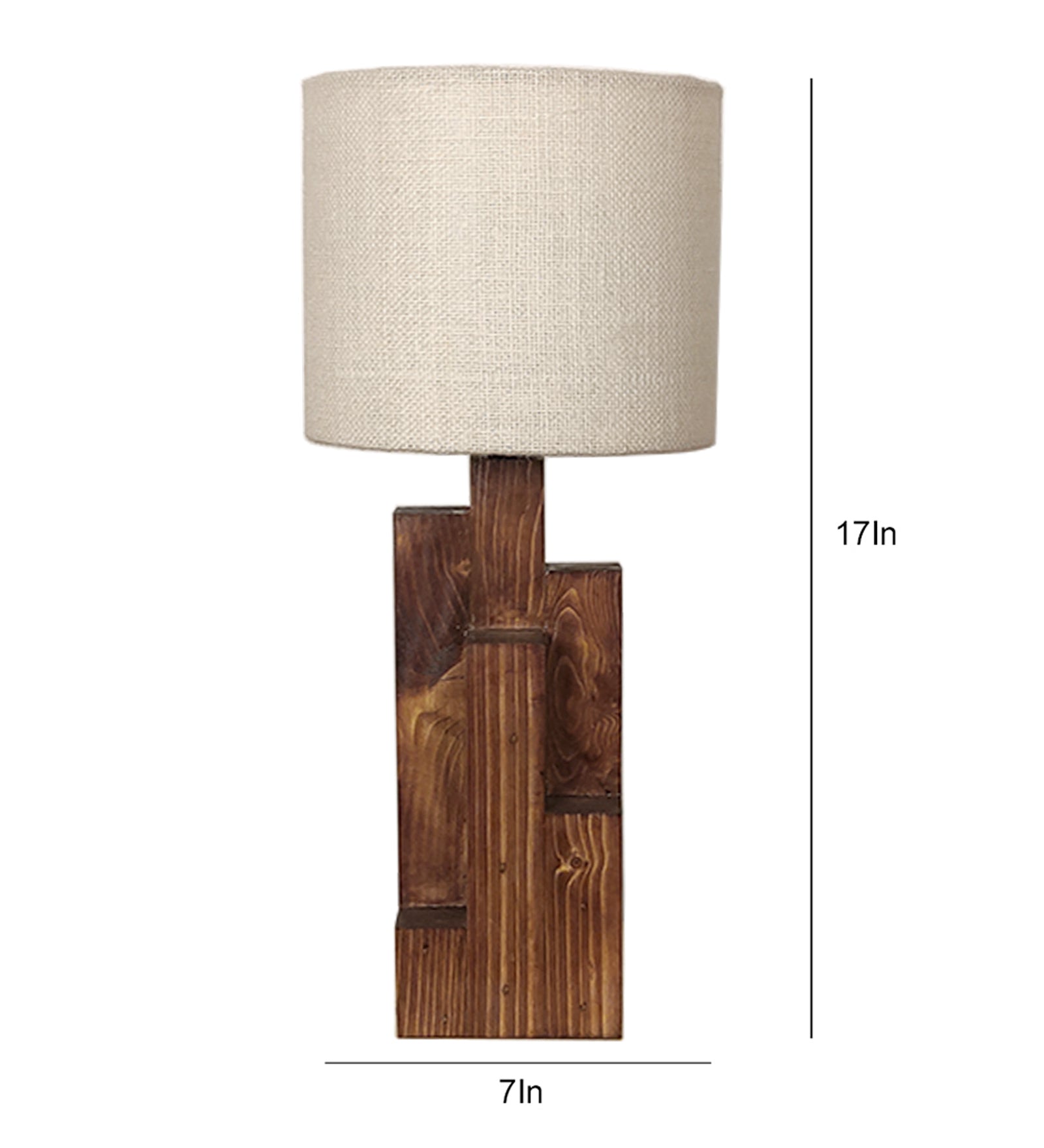 Skyline Brown Wooden Table Lamp with Yellow Printed Fabric Lampshade (BULB NOT INCLUDED)