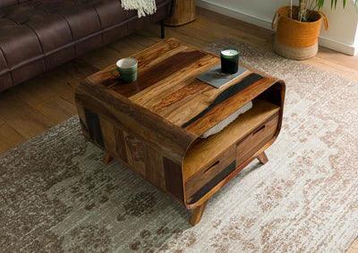 Olivia Wood Coffee Table with Storage - Ouch Cart 