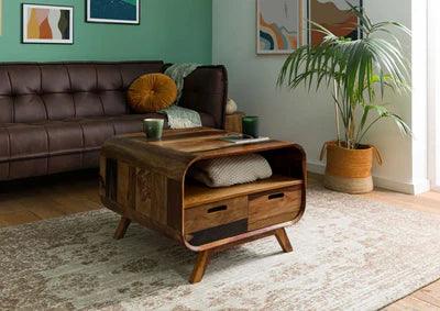 Olivia Wood Coffee Table with Storage - Ouch Cart 