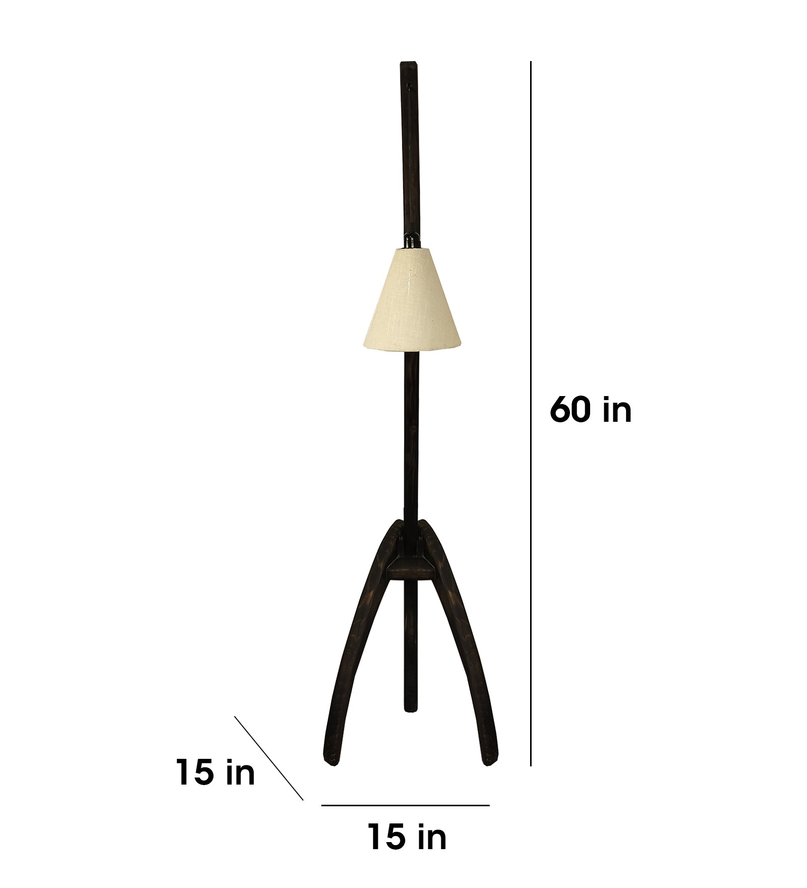 Species Wooden Floor Lamp with Brown Base and Jute Fabric Lampshade (BULB NOT INCLUDED)