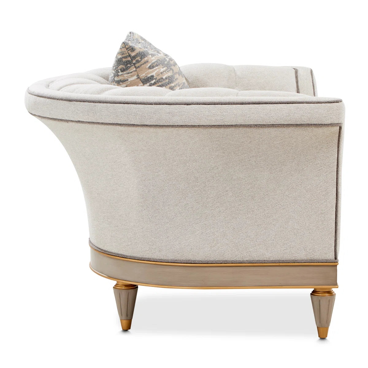 St. Charles Greige Accent Chair with Modern Fabric & Soft Curves