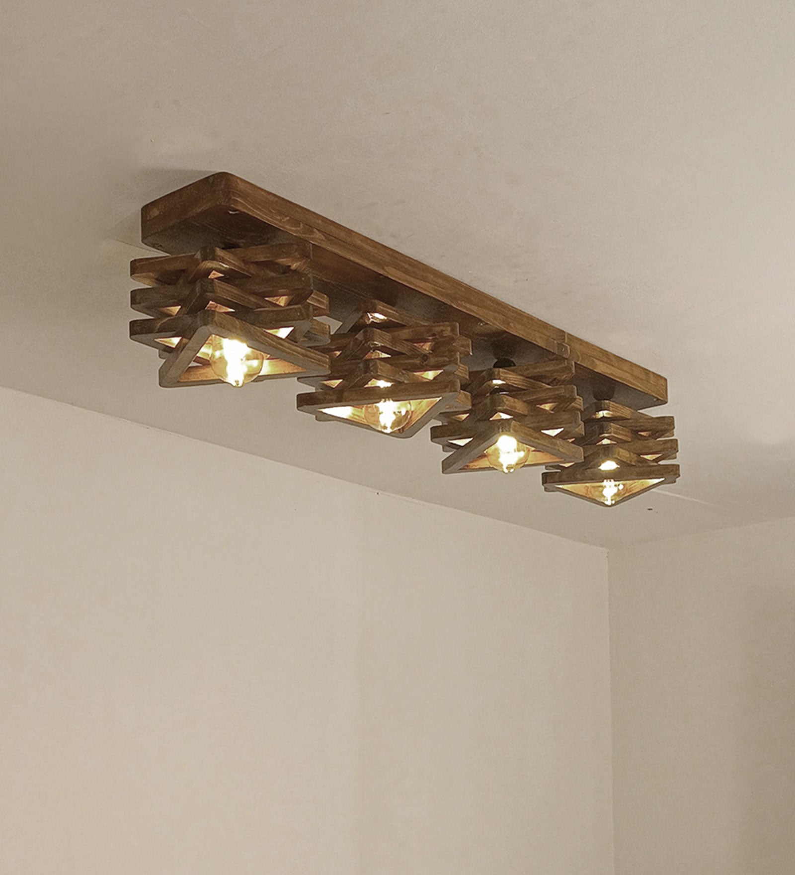 Star Brown Wooden 4 Series Ceiling Lamp (BULB NOT INCLUDED)