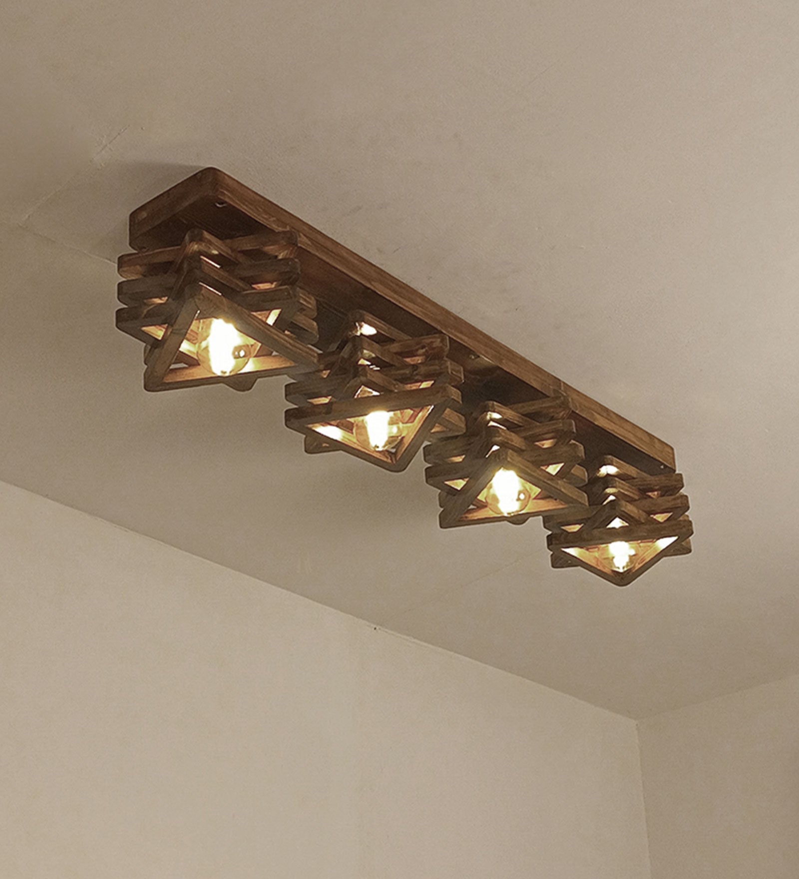 Star Brown Wooden 4 Series Ceiling Lamp (BULB NOT INCLUDED)