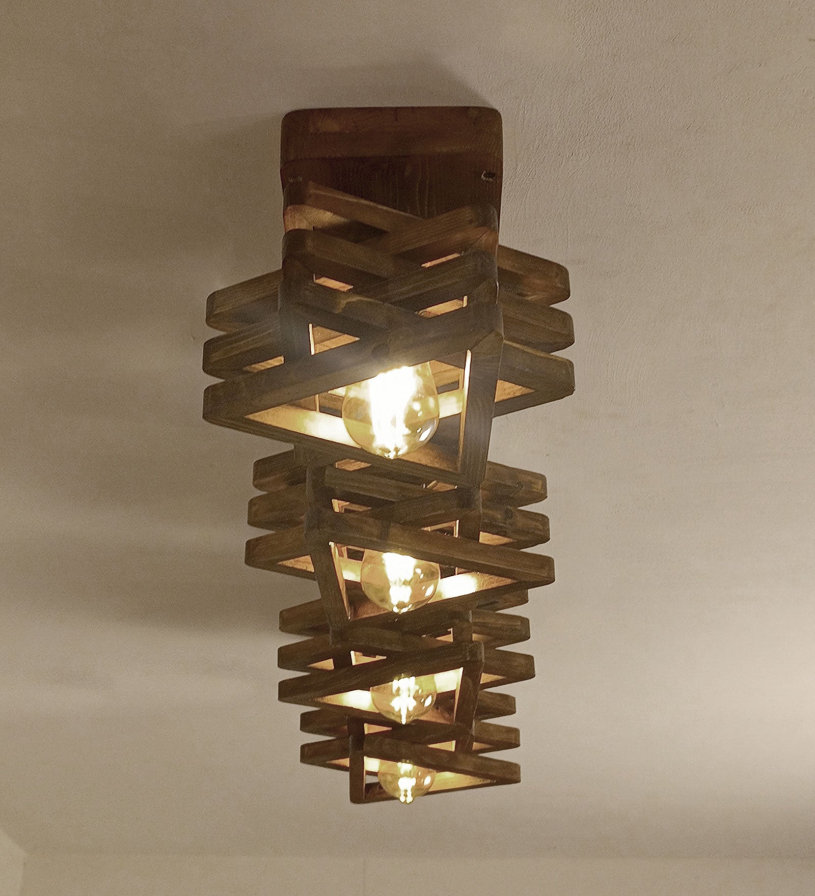 Star Brown Wooden 4 Series Ceiling Lamp (BULB NOT INCLUDED)