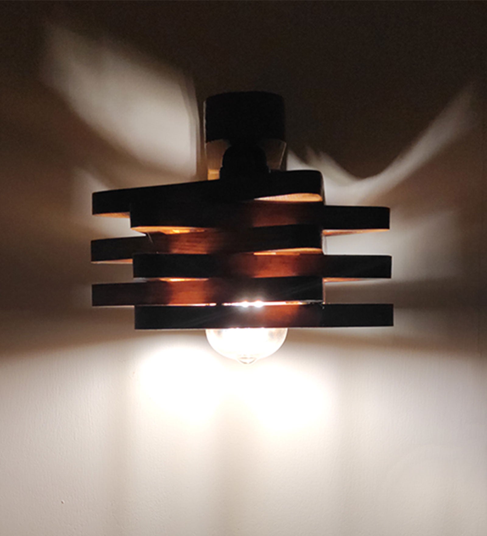 Star Brown Wooden Wall Light (BULB NOT INCLUDED)