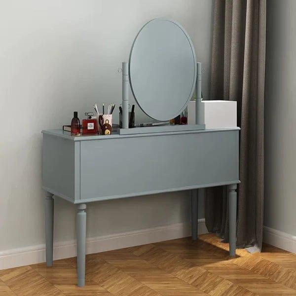 Jonas Wide solid wood dressing table with mirror Modern Vanity Table | Makeup Dressing Table with Mirror and 3 Spacious Drawers | Bedroom Essential for Girls and Women - Ouch Cart 