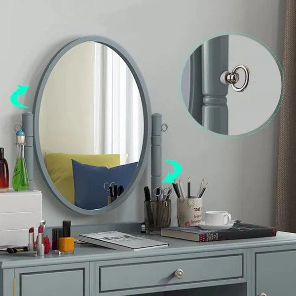 Jonas Wide solid wood dressing table with mirror Modern Vanity Table | Makeup Dressing Table with Mirror and 3 Spacious Drawers | Bedroom Essential for Girls and Women - Ouch Cart 