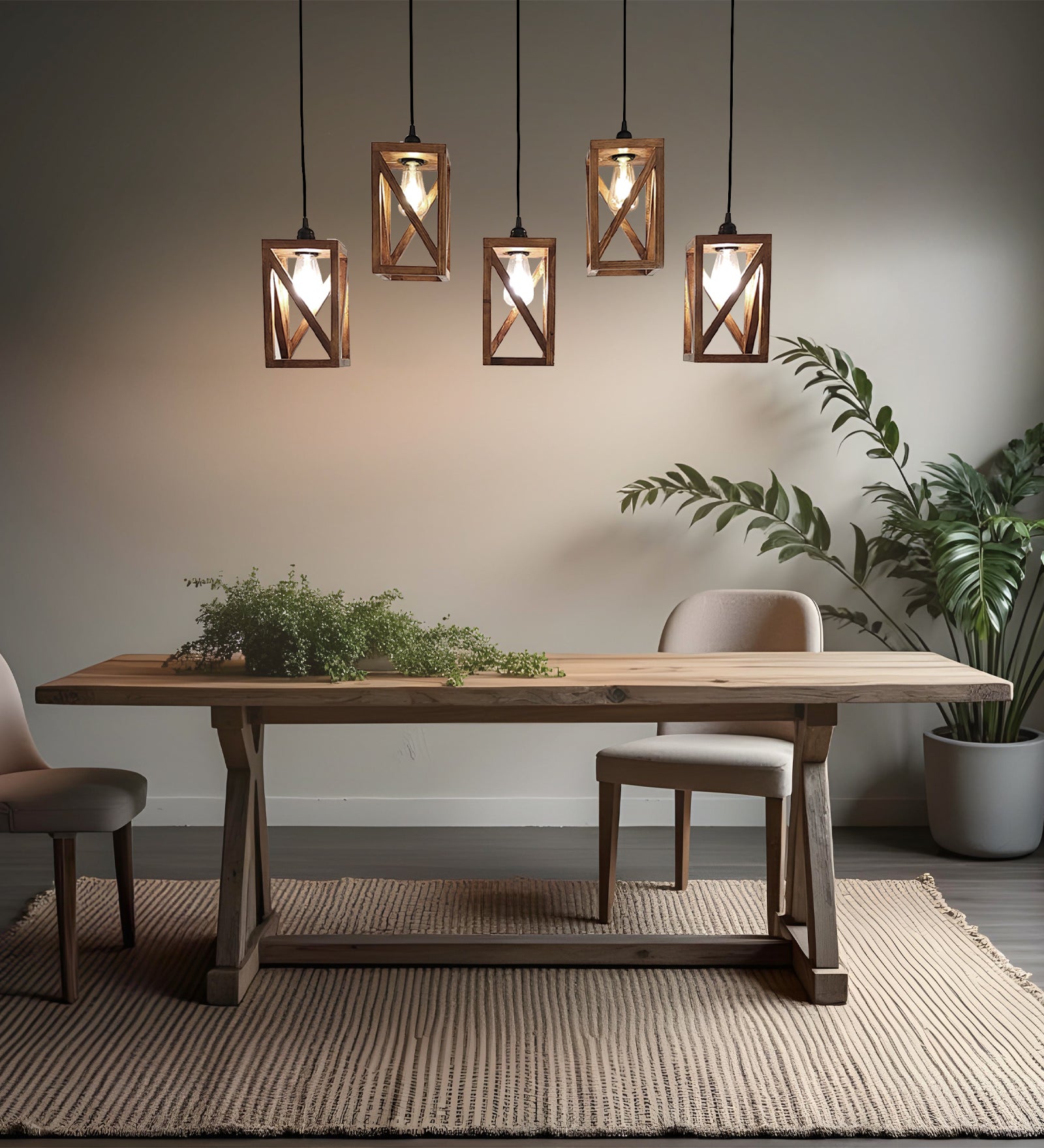 Symmetric Brown 5 Series Hanging Lamp (BULB NOT INCLUDED)