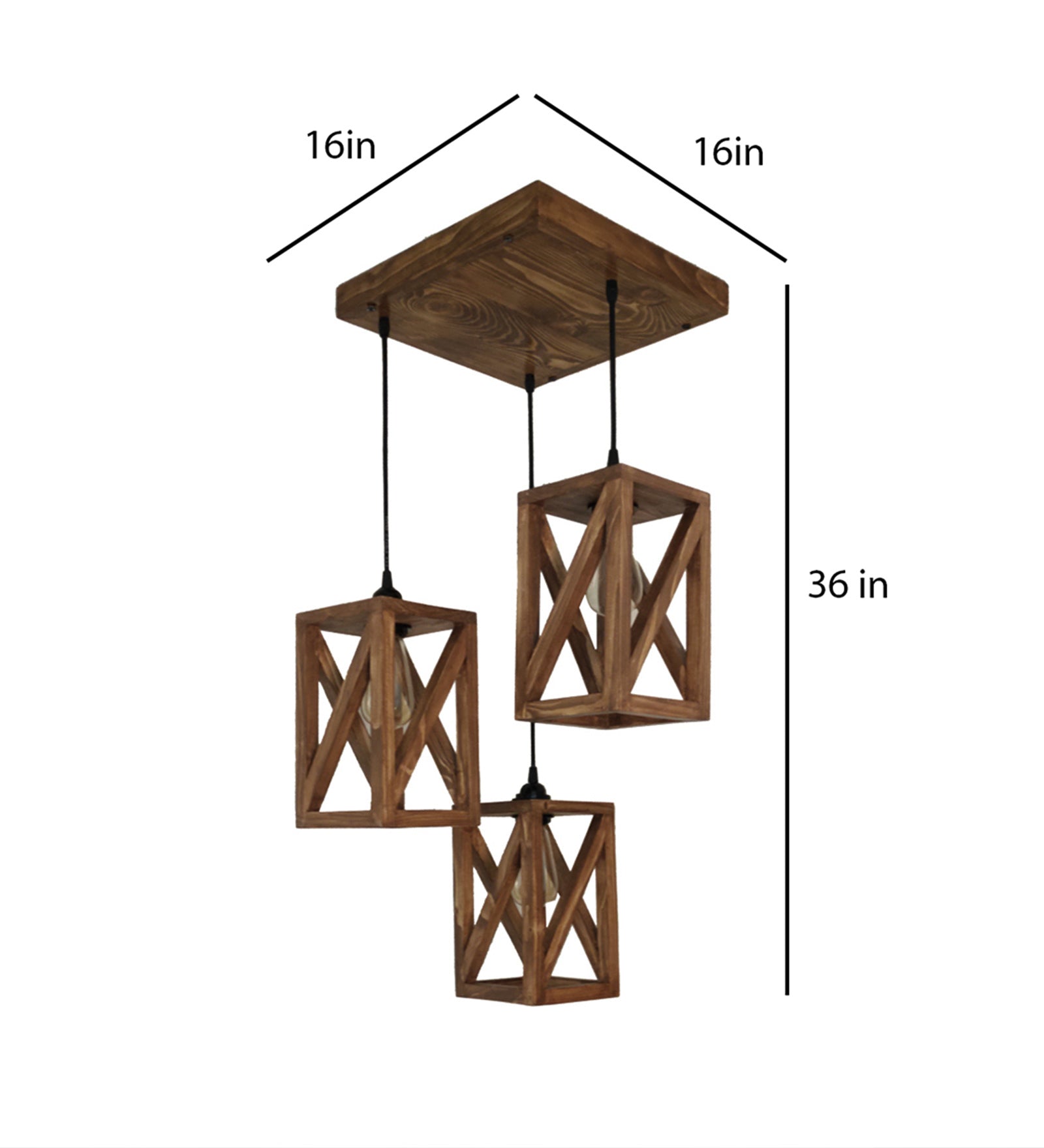 Symmetric Brown Wooden Cluster Hanging Lamp (BULB NOT INCLUDED)