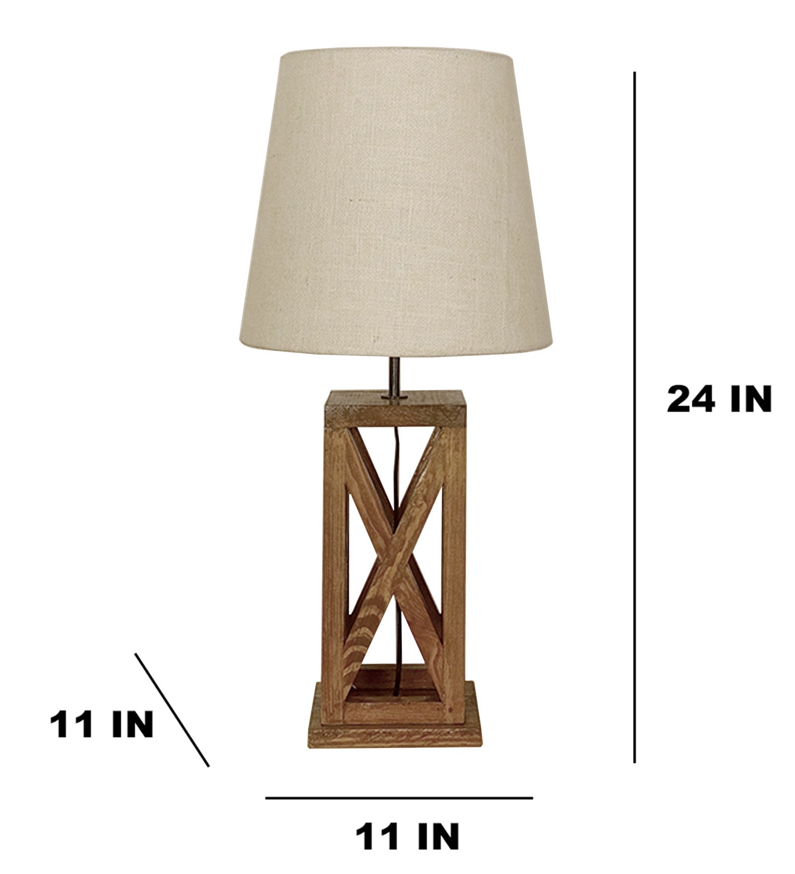 Symmetric Brown Wooden Table Lamp with Black Fabric Lampshade (BULB NOT INCLUDED)