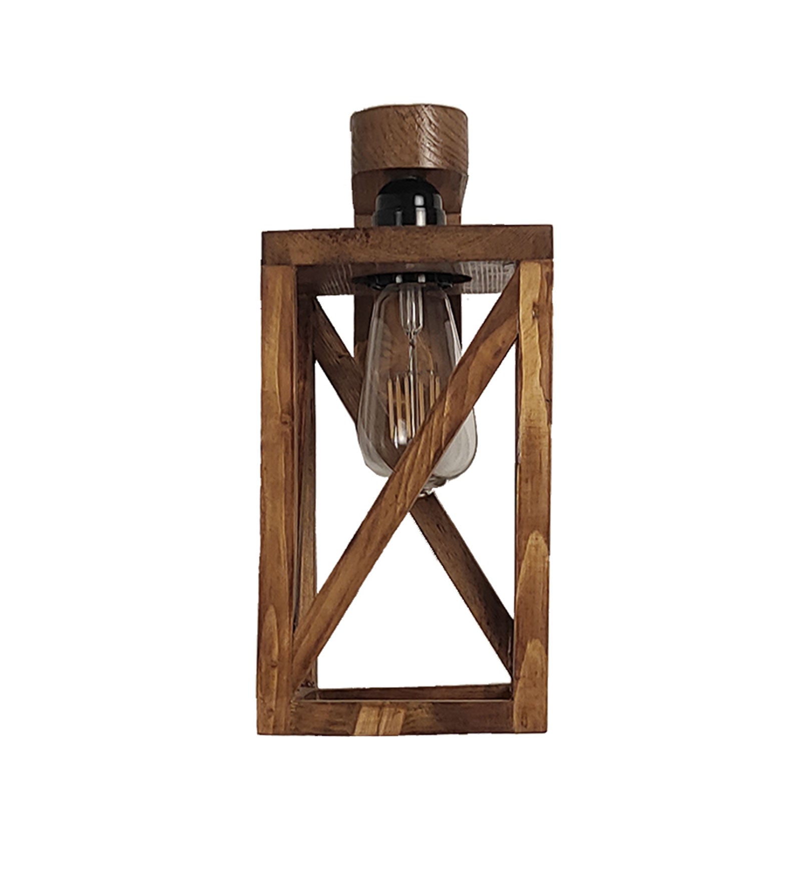 Symmetric Brown Wooden Wall Light (BULB NOT INCLUDED)