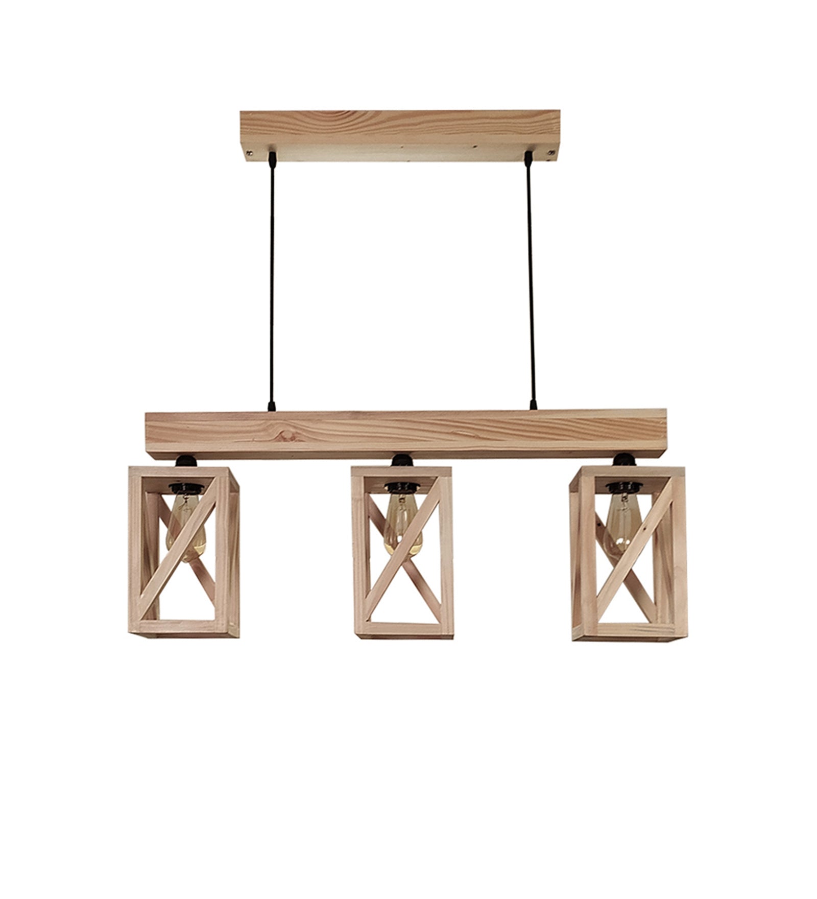 Symmetric Beige Wooden Series Hanging Lamp (BULB NOT INCLUDED)