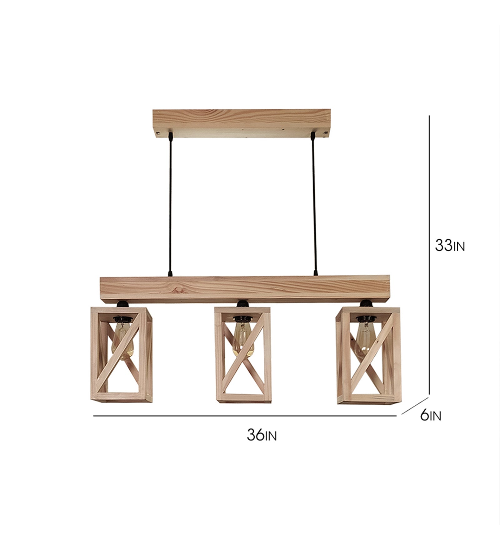 Symmetric Beige Wooden Series Hanging Lamp (BULB NOT INCLUDED)