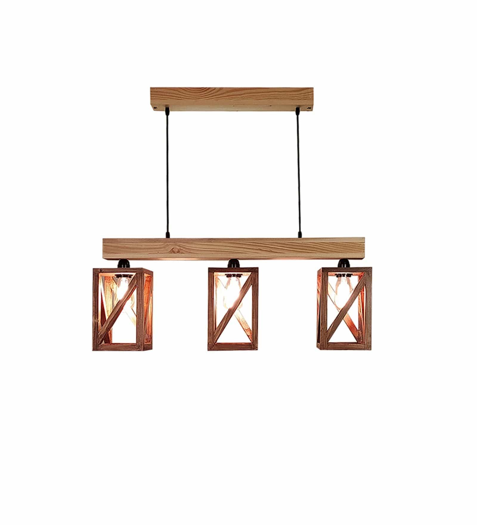 Symmetric Brown & Beige Wooden Series Hanging Lamp (BULB NOT INCLUDED) - Ouch Cart 