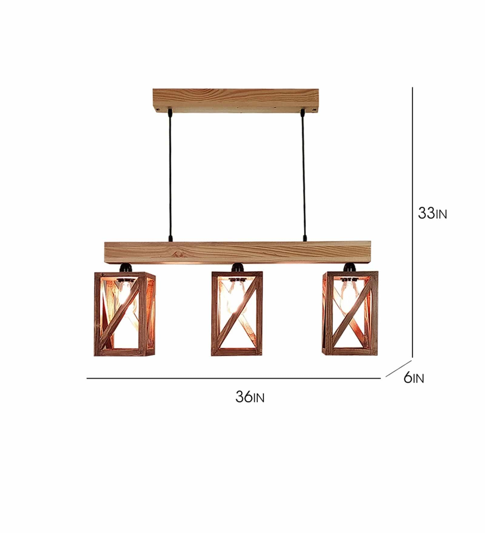 Symmetric Brown & Beige Wooden Series Hanging Lamp (BULB NOT INCLUDED) - Ouch Cart 