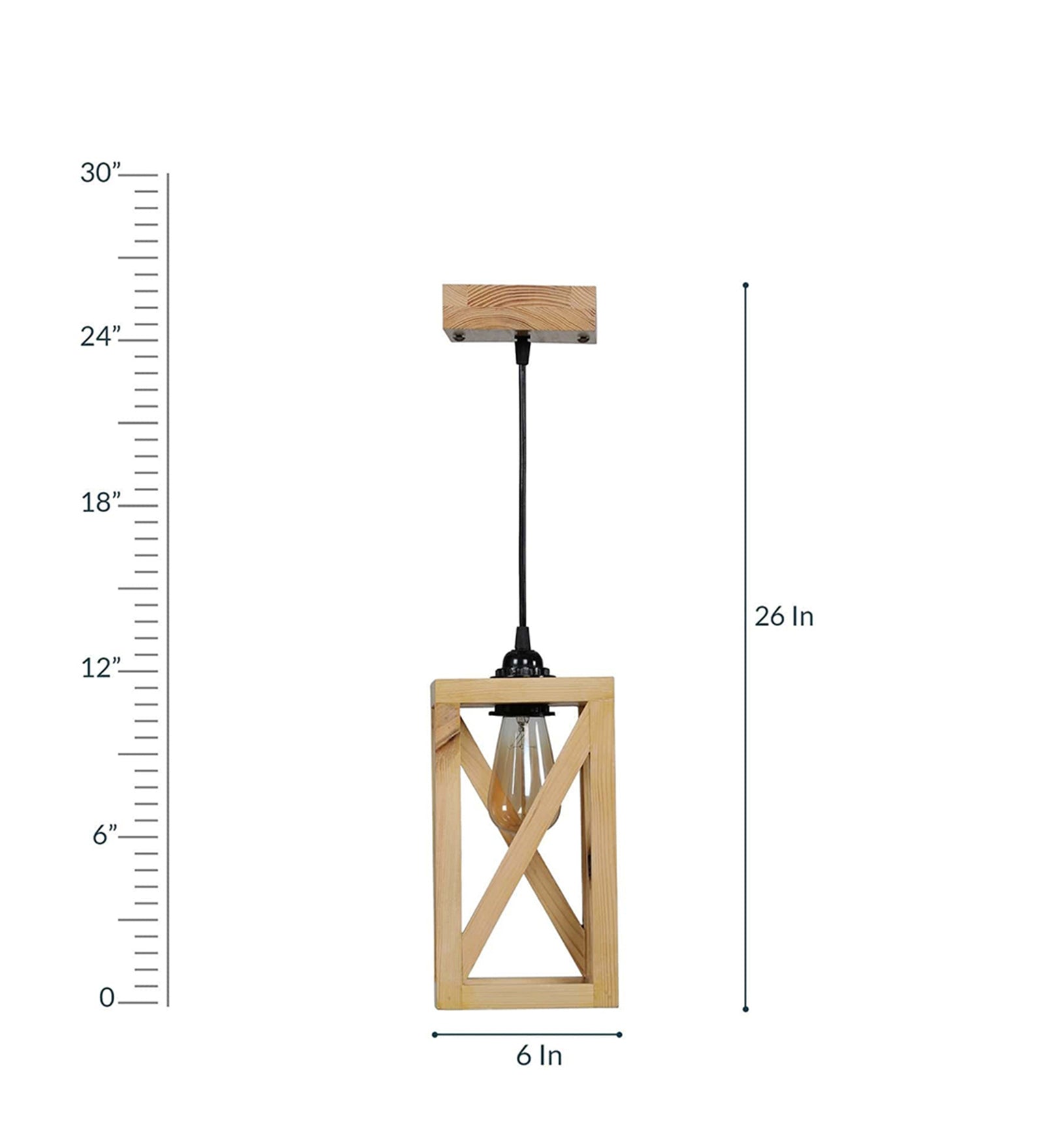 Symmetric Beige Wooden Single Hanging Lamp (BULB NOT INCLUDED)