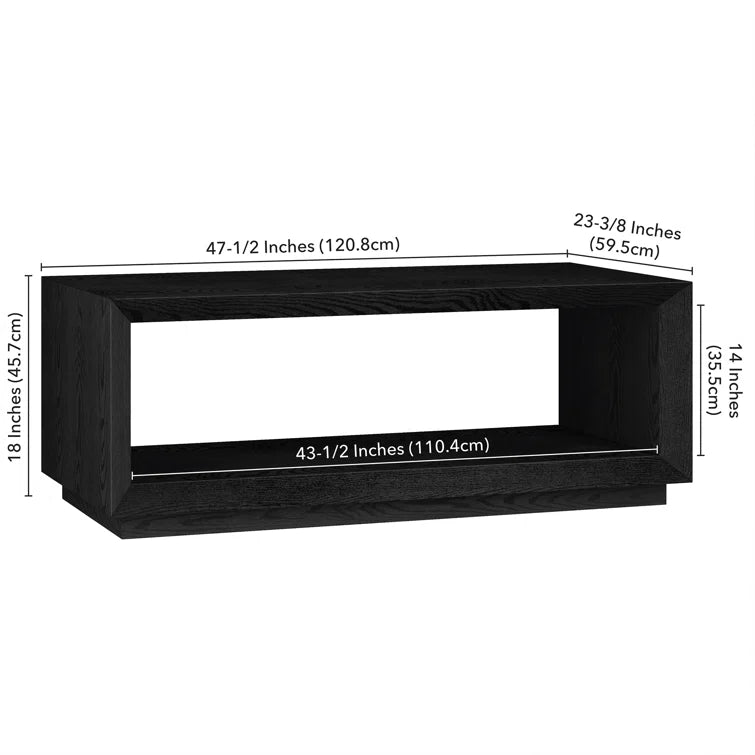 Modern Wood-Grain Coffee Table with Plinth Base