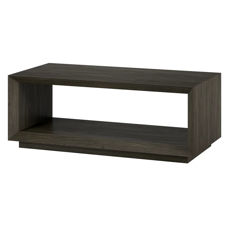 Modern Rectangular Coffee Table| Wood-Grain Finish Center Table with Plinth Base
