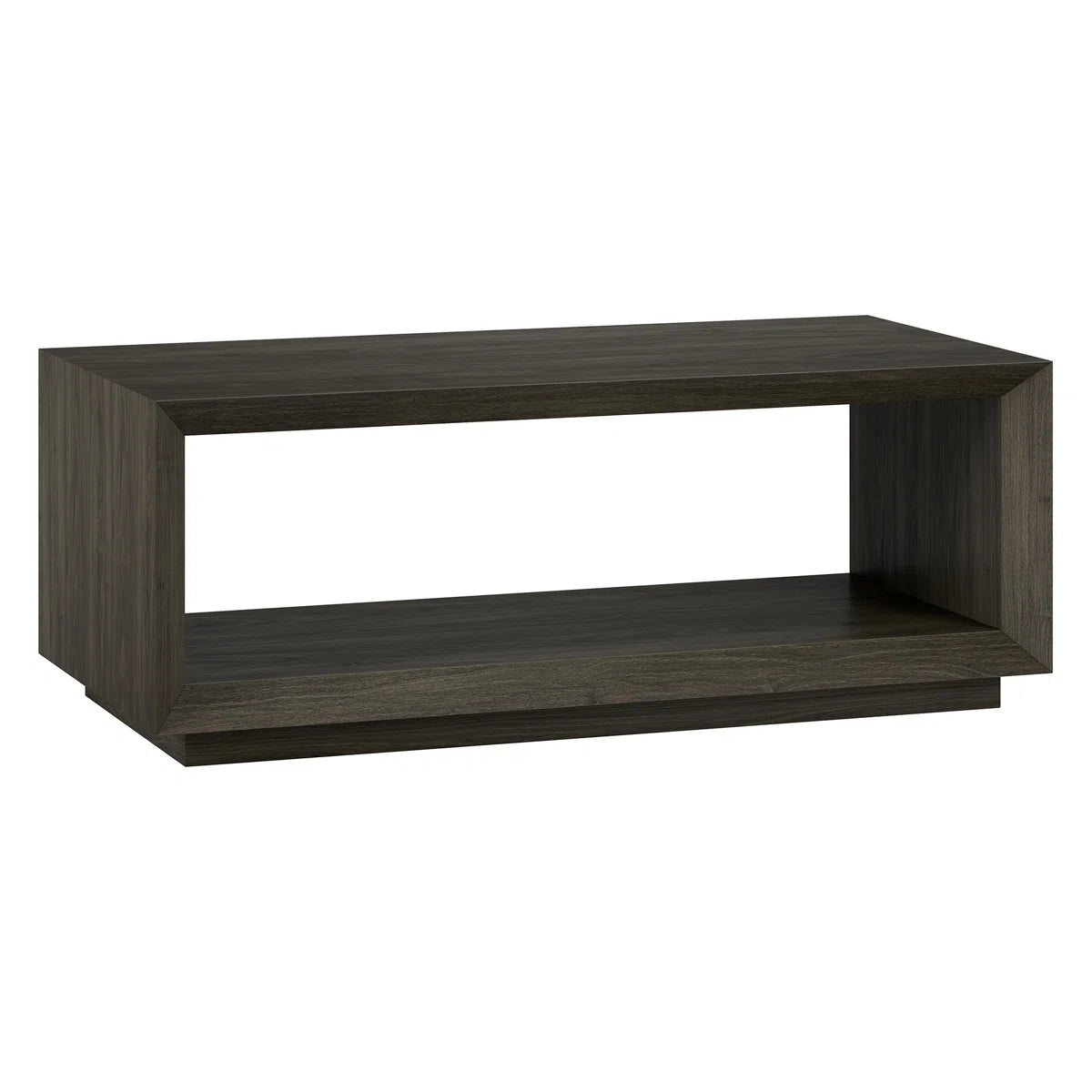 Modern Rectangular Coffee Table| Wood-Grain Finish Center Table with Plinth Base