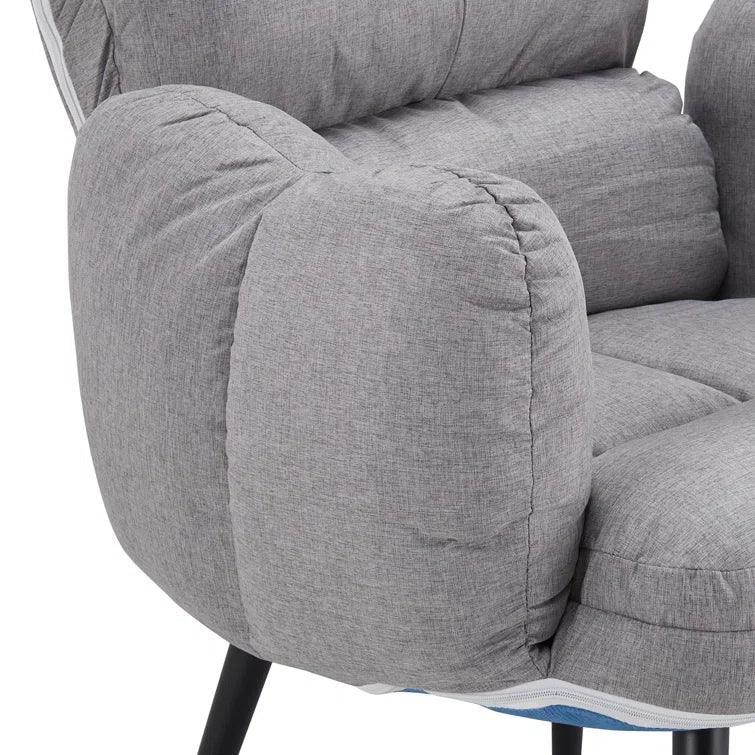 Tauranac Wide Tufted Linen Lounge Chair and Ottoman - Ouch Cart 