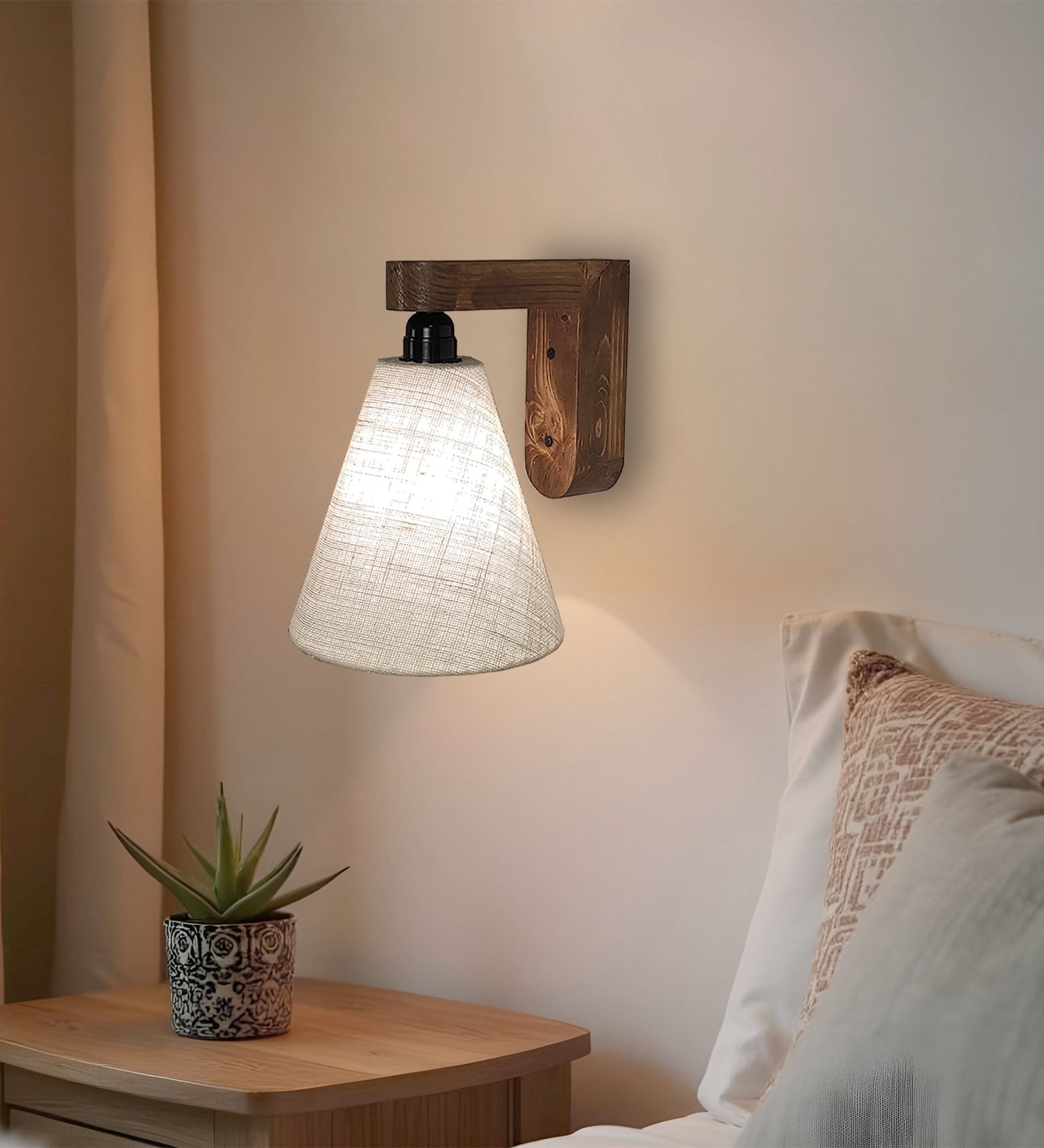 Terzo Brown Wooden Wall Light (BULB NOT INCLUDED)