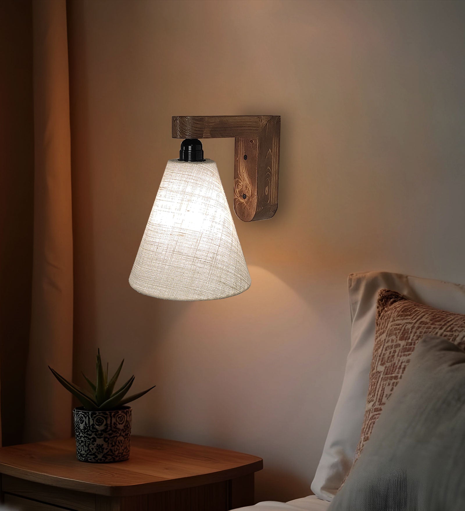 Terzo Brown Wooden Wall Light (BULB NOT INCLUDED)