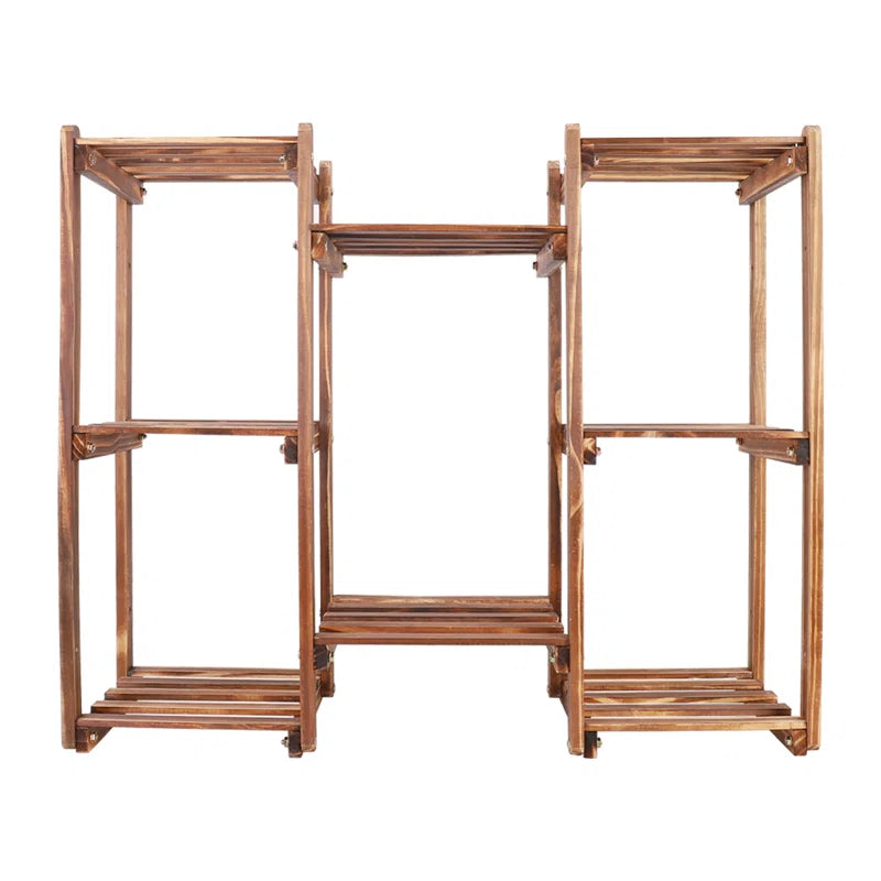 8-Tier Wooden Plant Stand | Multi-Level Indoor Plant Shelf | Rectangular Pedestal Display Rack
