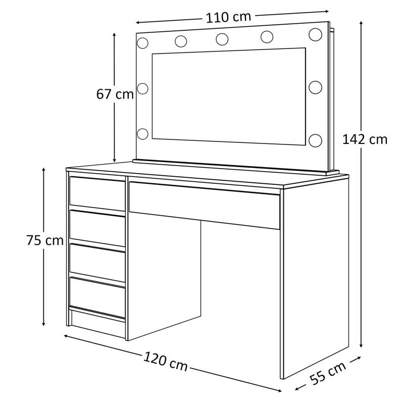 Jan Dressing Table with Mirror - Ouch Cart 