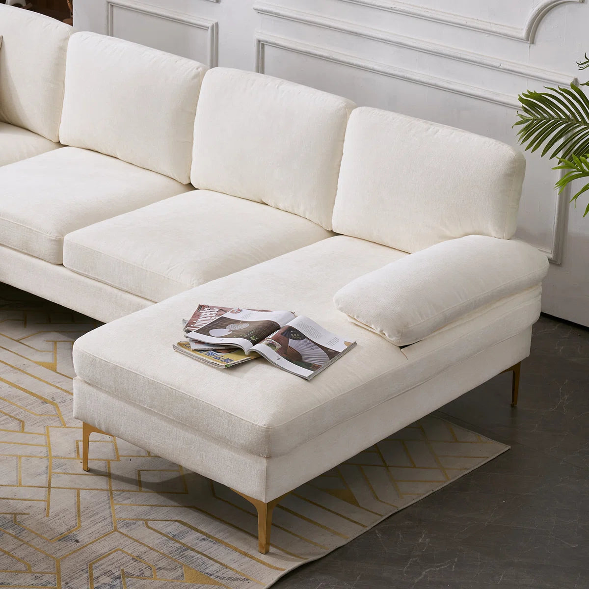 Glam Chenille Upholstered Modular Sectional Sofa