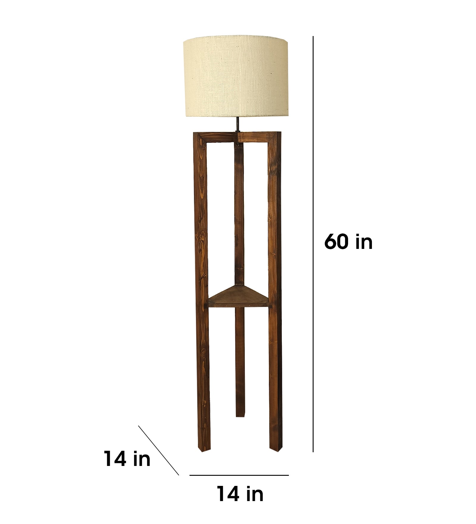 Triad Wooden Floor Lamp with Brown Base and Beige Fabric Lampshade (BULB NOT INCLUDED)