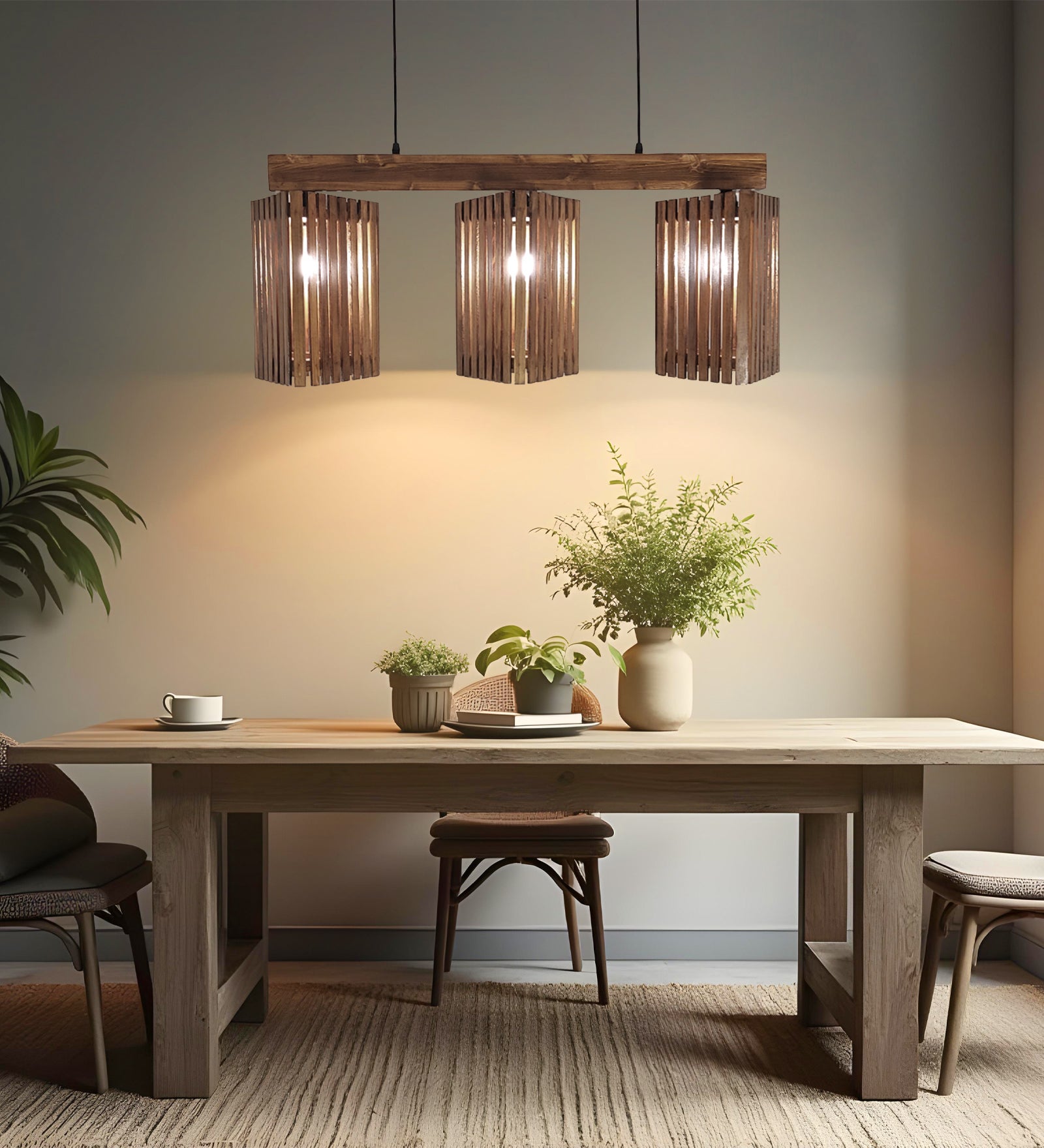 Trikona Brown 3 Series Hanging Lamp (BULB NOT INCLUDED)