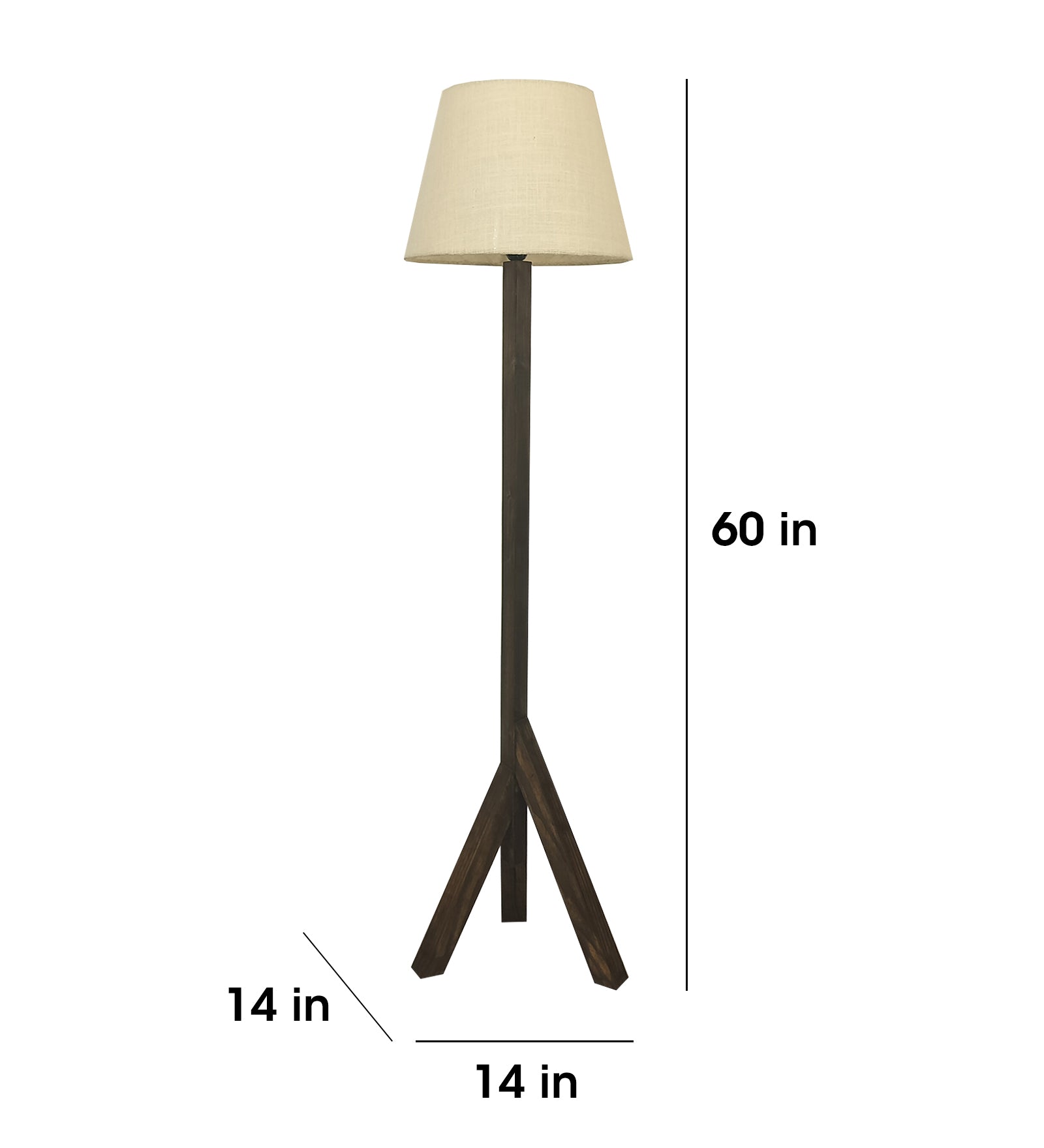 Trinca Wooden Floor Lamp with Brown Base and Jute Fabric Lampshade (BULB NOT INCLUDED)