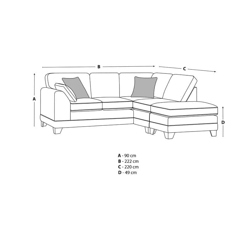 Trixie 3 - Piece Upholstered Corner Sofa - Ouch Cart 