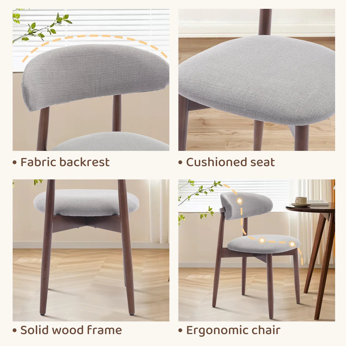 Modern Upholstered Side Chairs with Solid Wood Frame (Set of 2)