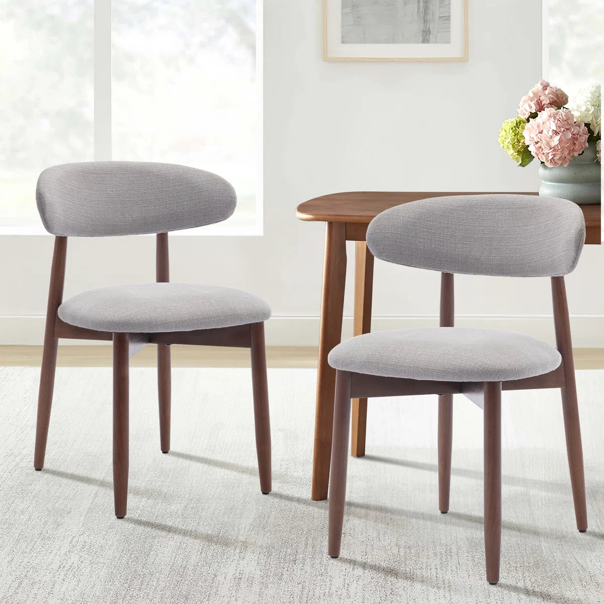 Modern Upholstered Side Chairs with Solid Wood Frame (Set of 2)