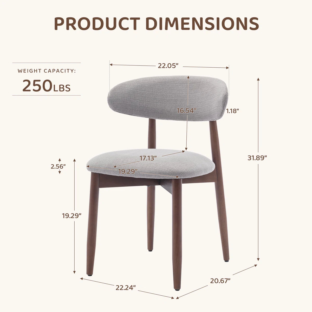 Modern Upholstered Side Chairs with Solid Wood Frame (Set of 2)