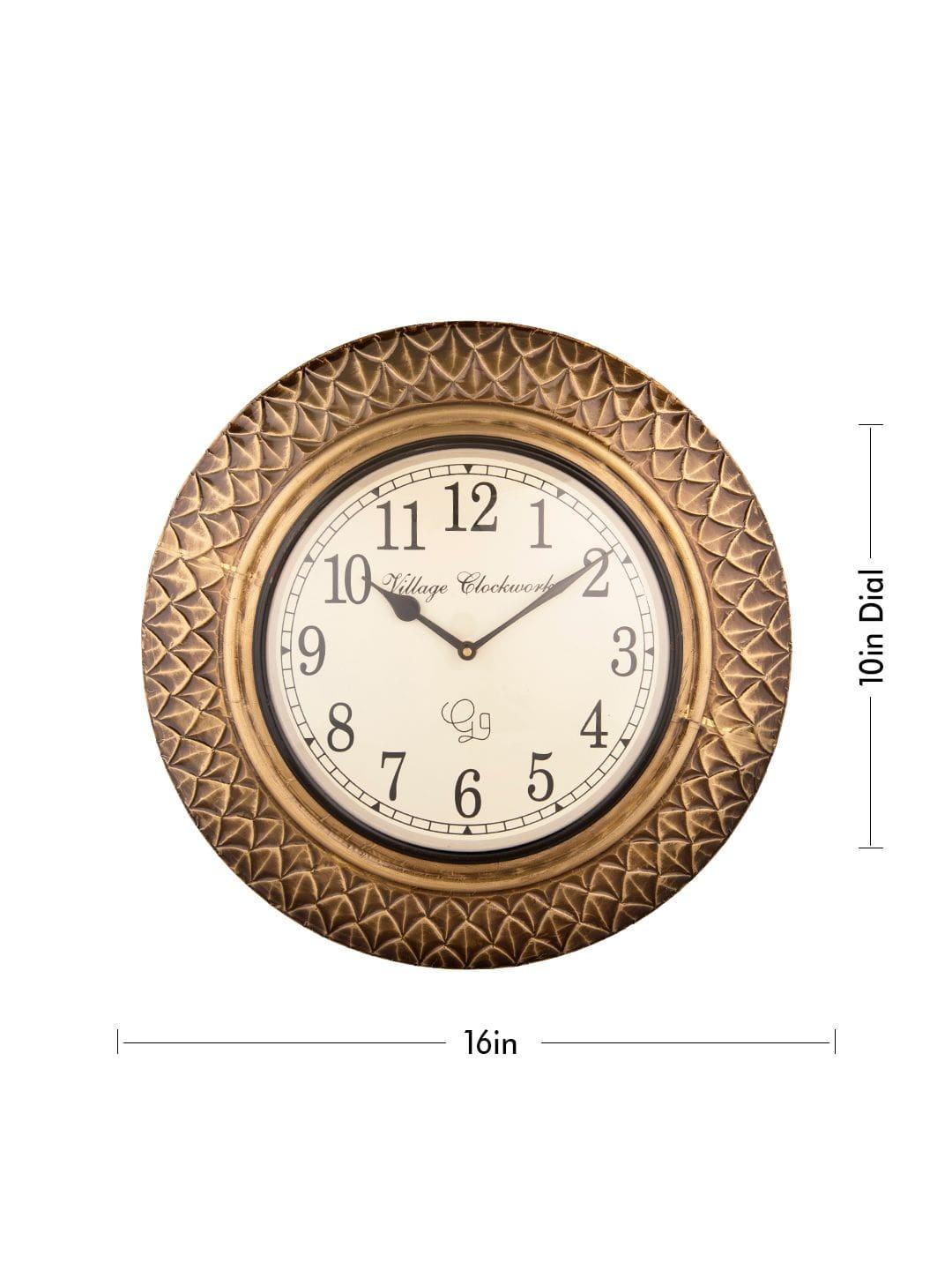 Round Brass Diamond Cut 16 Inches Wall Clock - Ouch Cart 