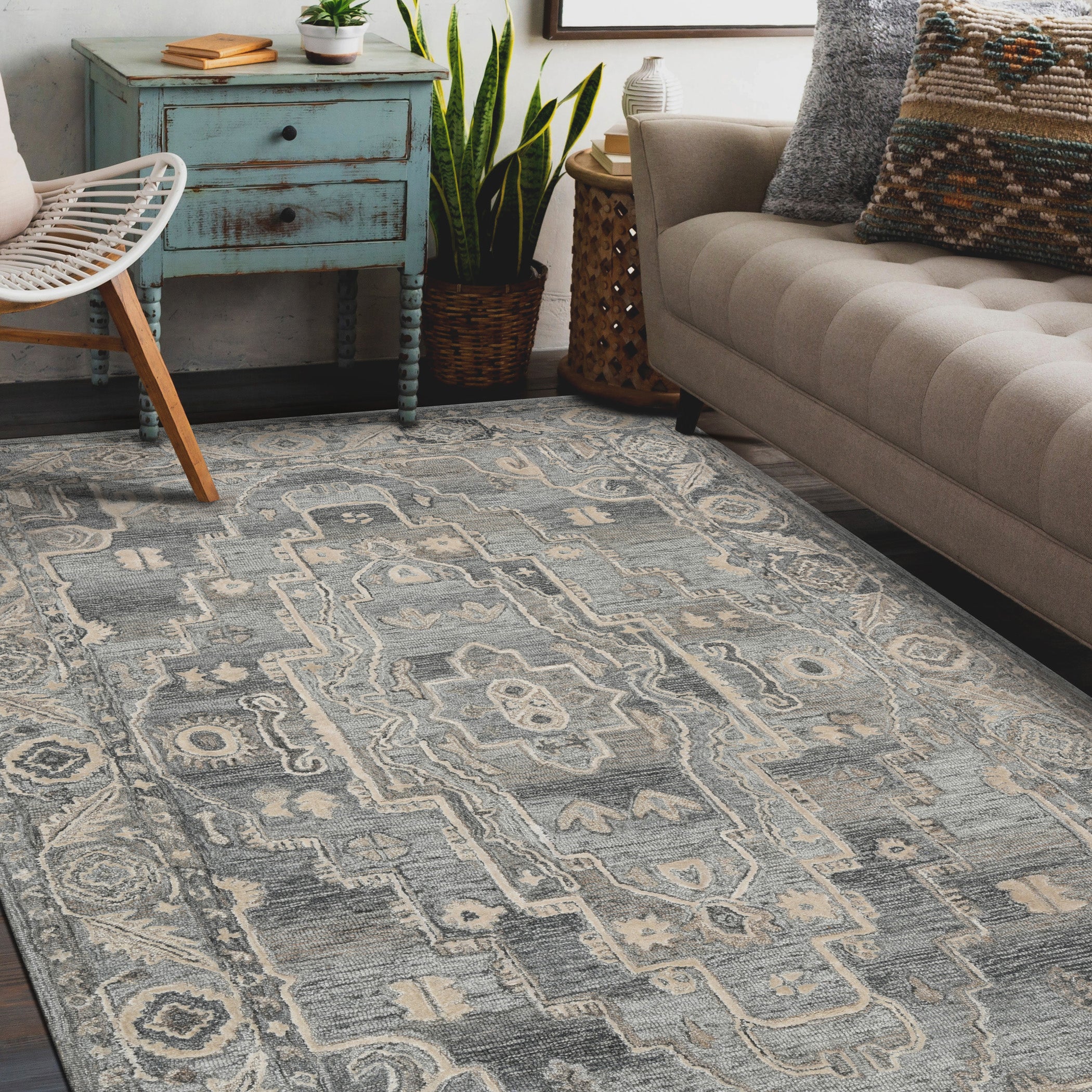 Saraswati Global Rug , Hand Tufted Area Rug, 8x10 Feet,  Wool & Viscose Rug, Luxurious  Anti-Skid & Anti Slip Backing Carpet , Ideal for Bedroom, Living Room, and Dining Room, Kids Room, Office Rug.