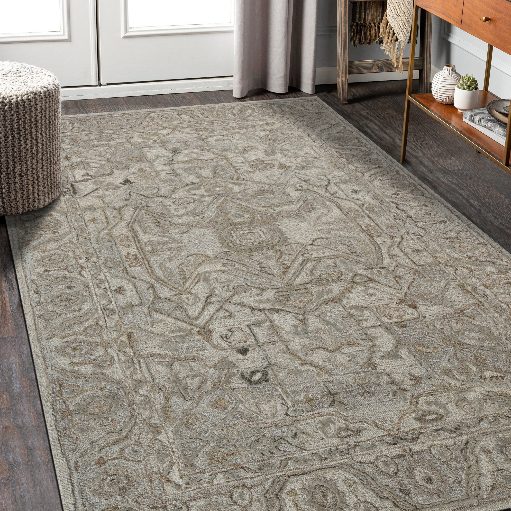 Saraswati Global Rug , Handcrafted Area Rug, 8x10 Feet,  Wool & Viscose Rug, Luxurious  Anti-Skid & Anti Slip Backing Carpet , Ideal for Bedroom, Living Room, and Dining Room, Kids Room, Office Rug.