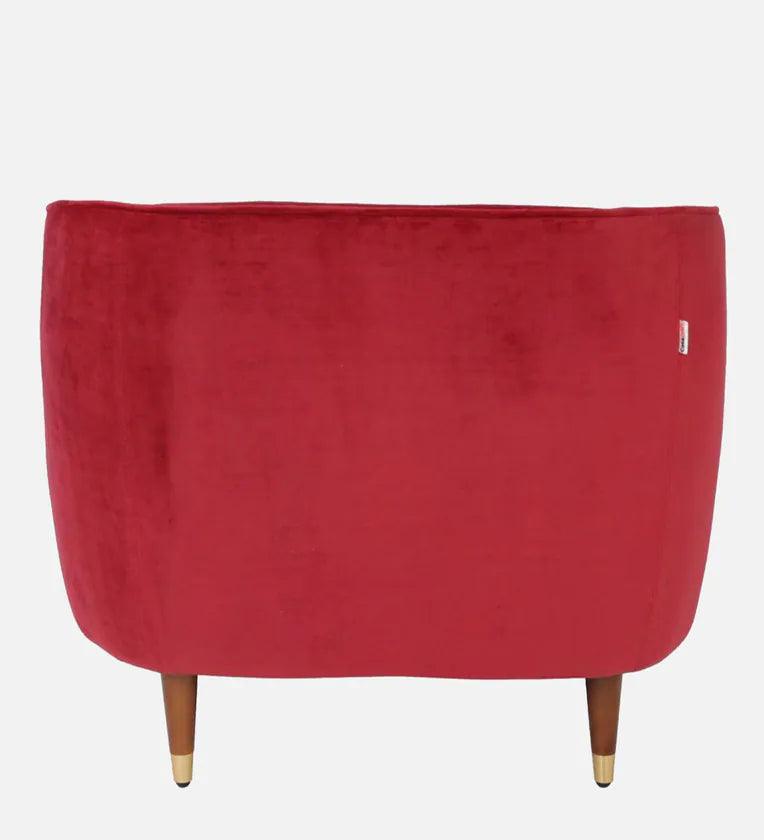 Velvet 1 Seater Sofa In Red Colour - Ouch Cart 