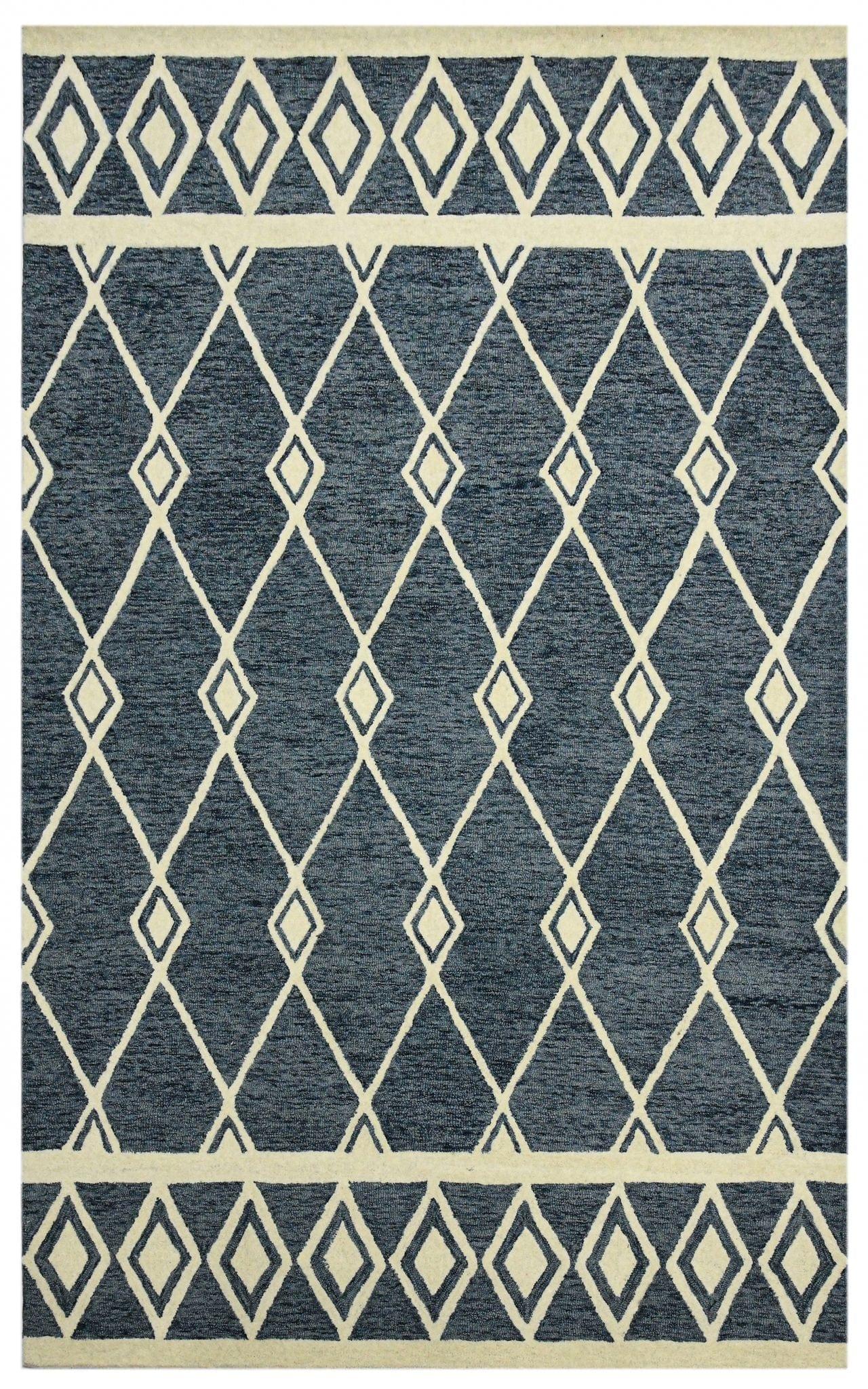 Navy Wool Vista 5x8 Feet  Hand-Tufted Carpet - Rug