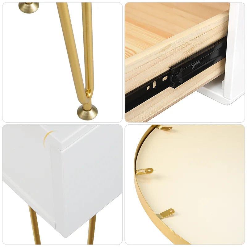 Acrylic Vanity Desk - Makeup Vanity Table - Dressing Table for Bedroom, Dressing Room, Large Storage Space, Gold Metal Legs - Ouch Cart 