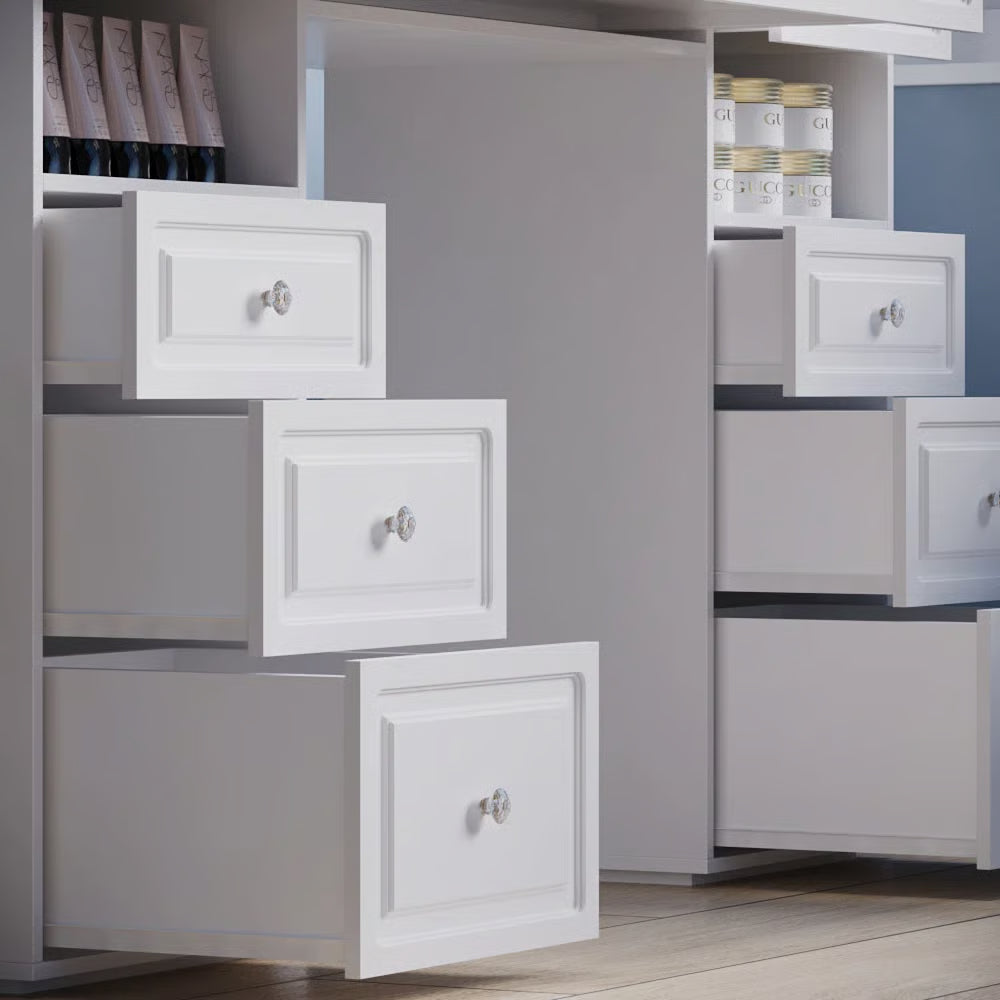 Large 47’’ Vanity Desk with LED Lighted Adjustable Mirror and 9 Storage Drawers