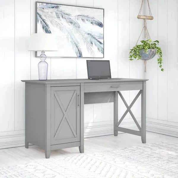 Sigurour Solid Wood Veda Desk in Grey - Ouch Cart 