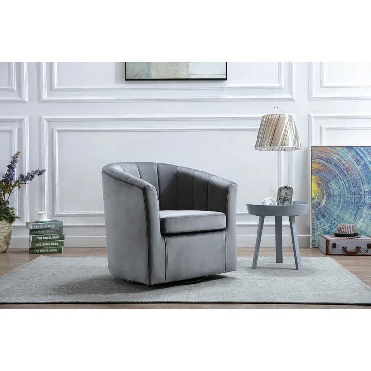 Velvet Swivel Barrel Chair